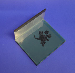 Place stencil, transparency, and glass on exposure tray. Exposure Tray